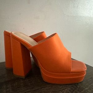Orange chunky heels